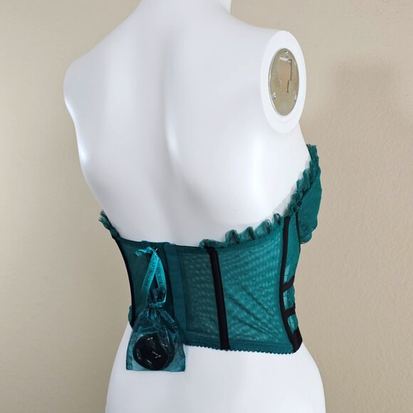 Victoria's Secret VS DREAM ANGELS Green Strapless Dotted Mesh Corset Top, 32DD - Picture 4 of 11